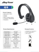Anytone Q9 ασύρματο Bluetooth ακουστικό κεφαλής με μικρόφωνο και PTT