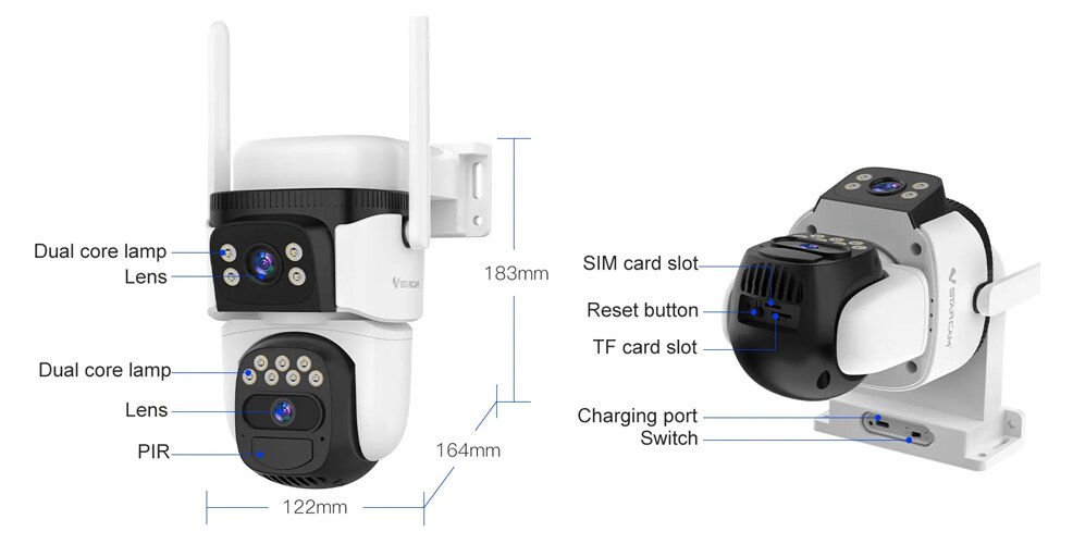 VSTARCAM smart ηλιακή κάμερα BG621DR, dual lens, 3MP, 4G, SD, PTZ, IP66 7 VSTARCAM smart ηλιακή κάμερα BG621DR, dual lens, 3MP, 4G, SD, PTZ, IP66 - Image 5
