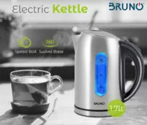 BRUNO ηλεκτρικός βραστήρας BRN-0028, 2200W, 1.7lt, βάση 360°, LED 2