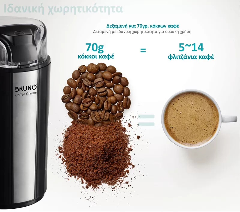 BRUNO αλεστής καφέ & μπαχαρικών BRN-0094, 200W, inox-μαύρο 7 BRUNO αλεστής καφέ & μπαχαρικών BRN-0094, 200W, inox-μαύρο - Image 5