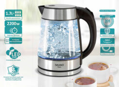 BRUNO βραστήρας νερού BRN-0143, 1.7L, 2200W, γυάλινος-Inox 2
