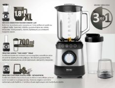 BRUNO μπλέντερ 3 σε 1 προηγμένων λειτουργιών BRN-0254, 1500W, 1.8L γυάλινη κανάτα, 6 λεπίδες, inox-μαύρο 6