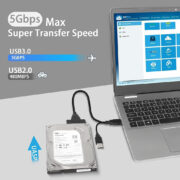 POWERTECH καλώδιο σύνδεσης HDD/SSD CAB-U163, 2x USB σε SATA, DC, 5Gbps 2