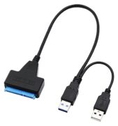 POWERTECH καλώδιο σύνδεσης HDD/SSD CAB-U163, 2x USB σε SATA, DC, 5Gbps