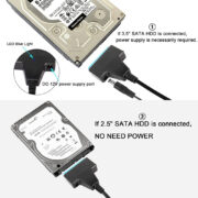 POWERTECH καλώδιο σύνδεσης HDD/SSD CAB-U163, 2x USB σε SATA, DC, 5Gbps 3