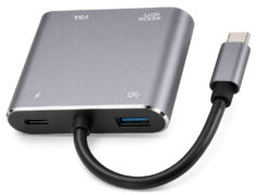 POWERTECH docking station CAB-UC101, 4 θυρών, USB-C, 4K, 100W, γκρι 2
