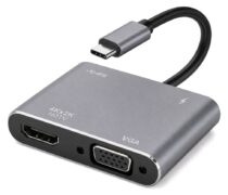 POWERTECH docking station CAB-UC101, 4 θυρών, USB-C, 4K, 100W, γκρι