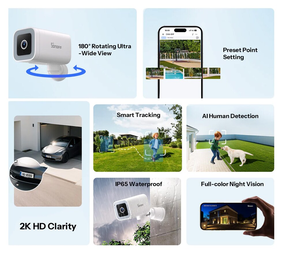 SONOFF smart κάμερα CAM-B1P, 2K, WiFi, SD, IP65 8 SONOFF smart κάμερα CAM-B1P, 2K, WiFi, SD, IP65 - Image 6