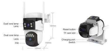VSTARCAM smart ηλιακή κάμερα CB621DR, dual lens, 3MP, WiFi, SD, PTZ, IP66 13