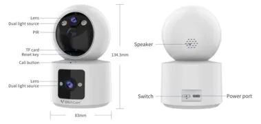 VSTARCAM smart κάμερα CB90DR, 2MP, dual lens, WiFi, PTZ, SD, 5200mAh backup battery 10