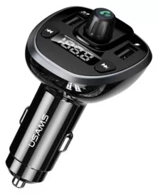 USAMS FM transmitter με οθόνη US-CC115, 2x USB, SD card, 3.4A, μαύρο