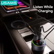 USAMS FM transmitter & φορτιστής CC328, USB/USB-C, 30W, Bluetooth, μαύρο 2