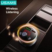 USAMS FM transmitter & φορτιστής CC328, USB/USB-C, 30W, Bluetooth, μαύρο 3