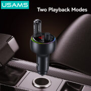 USAMS FM transmitter & φορτιστής CC328, USB/USB-C, 30W, Bluetooth, μαύρο 4
