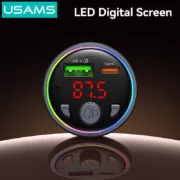 USAMS FM transmitter & φορτιστής CC328, USB/USB-C, 30W, Bluetooth, μαύρο 7