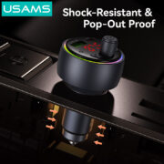 USAMS FM transmitter & φορτιστής CC328, USB/USB-C, 30W, Bluetooth, μαύρο 8