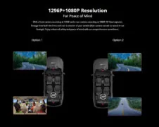 DDPAI smart σετ καμερών αυτοκινήτου N1 Dual, 1296p/1080p, WiFi 3