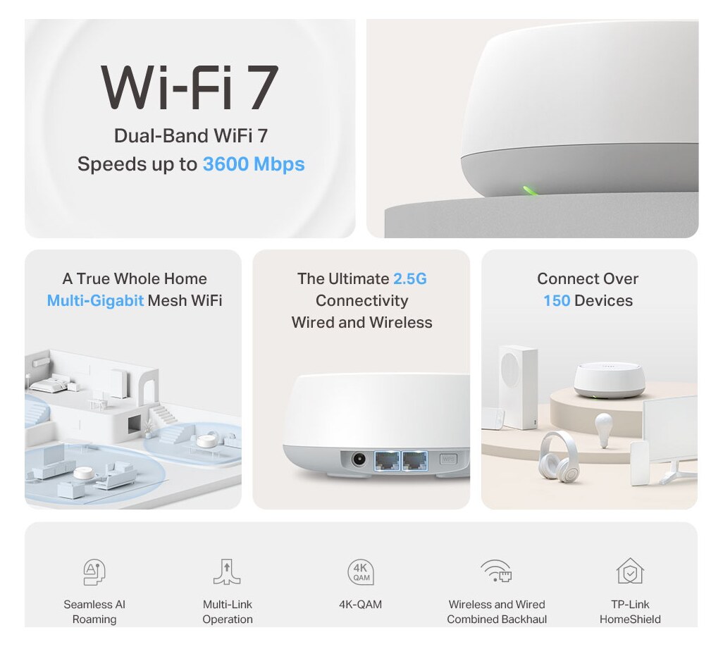 TP-LINK Home Mesh WiFi 7 System Deco BE25, 3600Mbps ΒΕ3600, V1.0 5 TP-LINK Home Mesh WiFi 7 System Deco BE25, 3600Mbps ΒΕ3600, V1.0 - Image 3