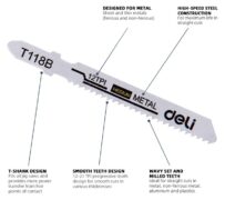 DELI σετ λάμες σέγας DH-QJT012-E4 για μέταλλο, T118B, 5τμχ 3