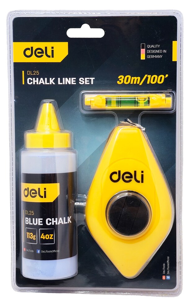 DELI σετ νήμα στάθμης DL25 με μπλε σκόνη & αλφάδι, 30m 7 DELI σετ νήμα στάθμης DL25 με μπλε σκόνη & αλφάδι, 30m - Image 5