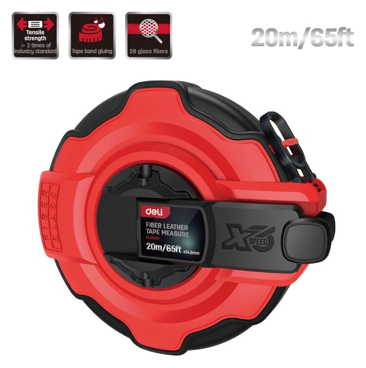 DELI μετροταινία DL9920Y με μηχανισμό αναδίπλωσης, fibreglass ταινία, 20m/65ft x 14.5mm 5 DELI μετροταινία DL9920Y με μηχανισμό αναδίπλωσης, fibreglass ταινία, 20m/65ft x 14.5mm - Image 3