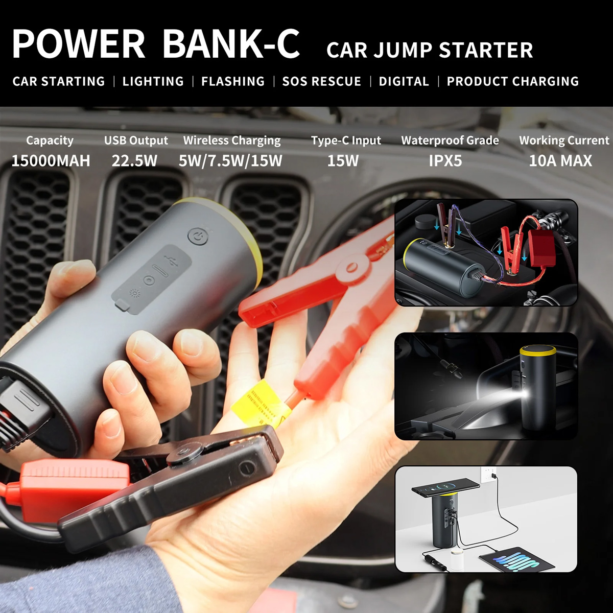 BAYU car kit με εκκινητή μπαταρίας/συμπιεστή αέρος/πιστόλι πλυσίματος/σκουπάκι αυτοκινήτου E-Pro C 5 BAYU car kit με εκκινητή μπαταρίας/συμπιεστή αέρος/πιστόλι πλυσίματος/σκουπάκι αυτοκινήτου E-Pro C - Image 3