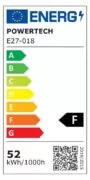 POWERTECH LED λάμπα E27-018, 4x αναδιπλούμενα πτερύγια, 52W, 4000K, E27 4