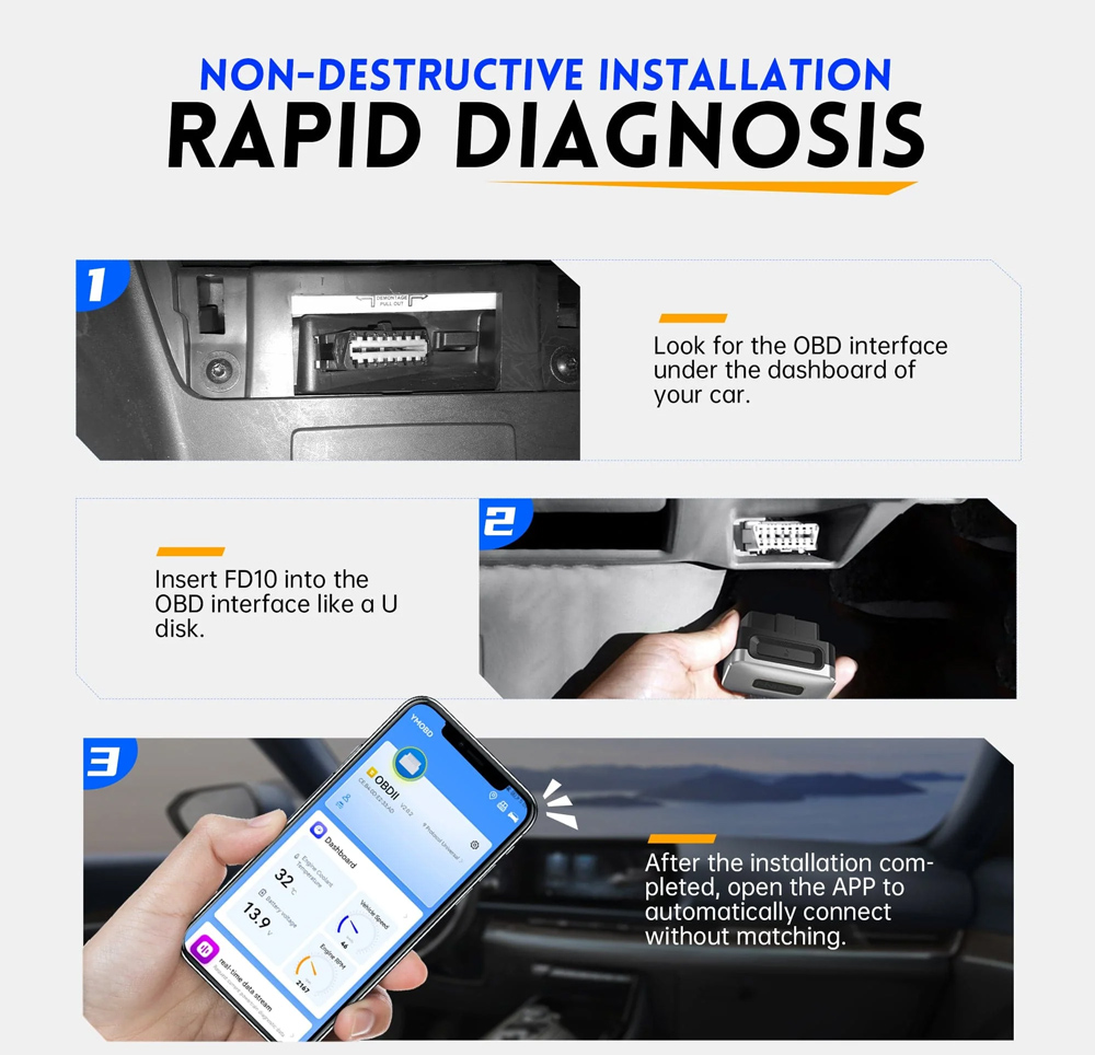 FNIRSI διαγνωστικό αυτοκινήτου OBD II FD10, Bluetooth 4 FNIRSI διαγνωστικό αυτοκινήτου OBD II FD10, Bluetooth - Image 2