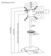 BRATECK βάση τηλεόρασης δαπέδου FS38-44TWE, 32-65", έως 50kg, με 2x ράφια, ροδάκια, μαύρη 5