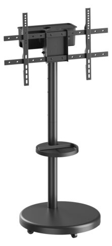 BRATECK βάση τηλεόρασης δαπέδου FS38-46TWE, 37-86", έως 50kg, με ράφι & cable management, ροδάκια, μαύρη
