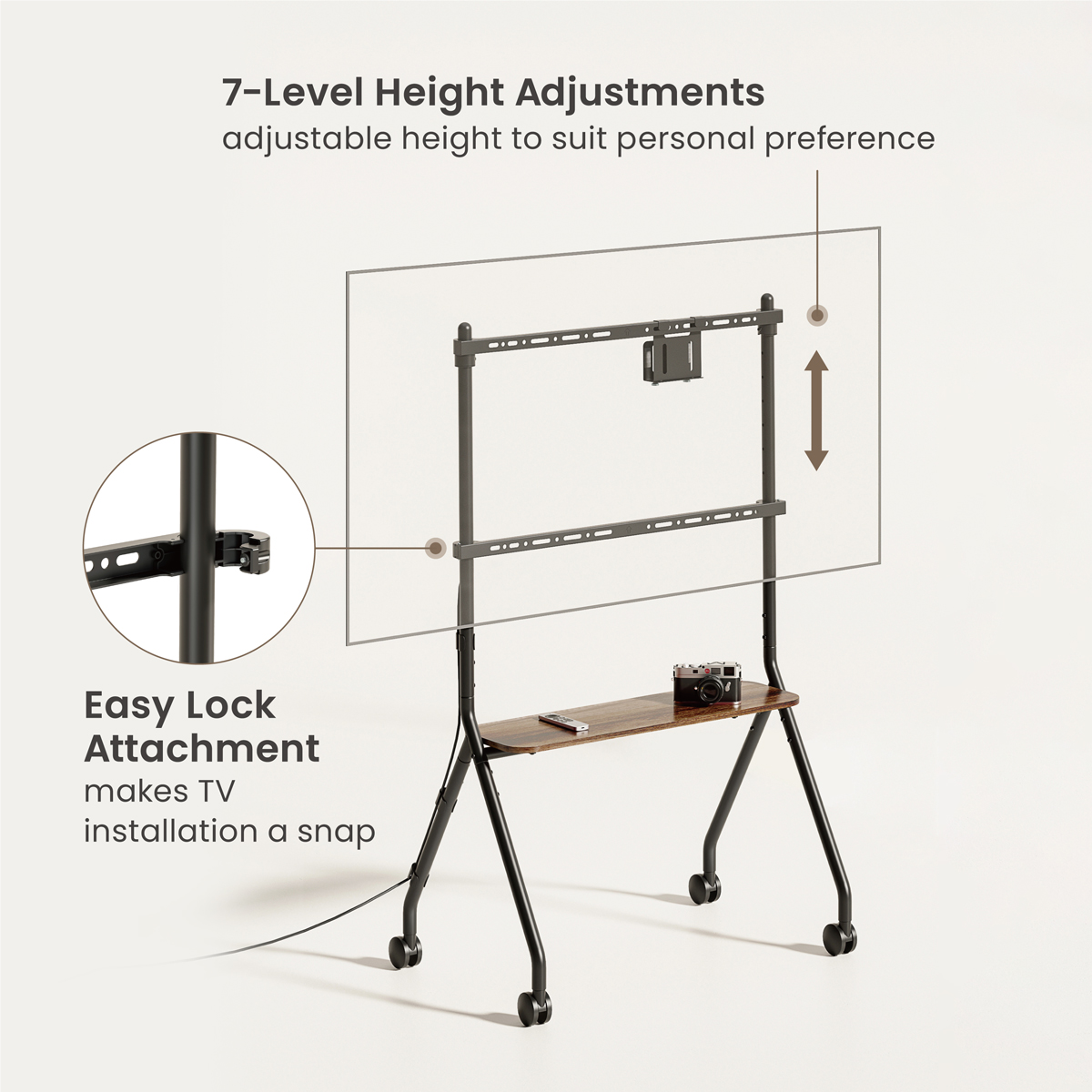 BRATECK βάση τηλεόρασης δαπέδου FS66-46F-01, 37-86", έως 80kg, με ράφι & ροδάκια 5 BRATECK βάση τηλεόρασης δαπέδου FS66-46F-01, 37-86", έως 80kg, με ράφι & ροδάκια - Image 3