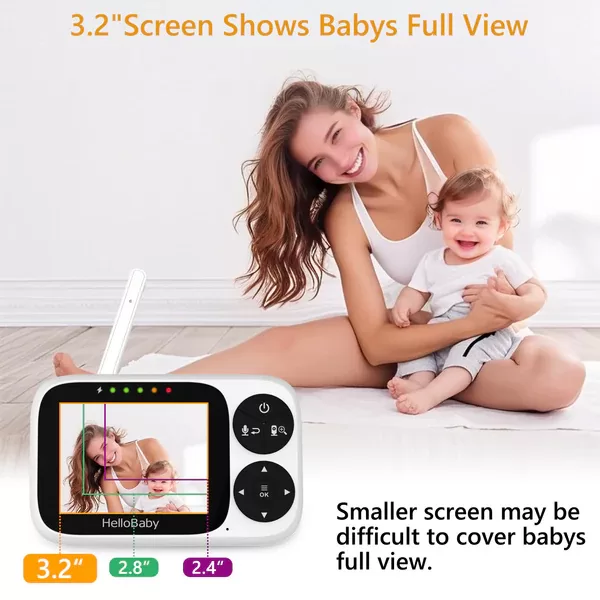 HELLOBABY ενδοεπικοινωνία μωρού HB2033 με κάμερα & οθόνη 3.2", 720p 4 HELLOBABY ενδοεπικοινωνία μωρού HB2033 με κάμερα & οθόνη 3.2", 720p - Image 2