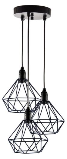 POWERTECH τρίφωτο φωτιστικό οροφής HLL-0004, E27, Φ20, μεταλλικό, μαύρο