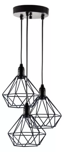 POWERTECH τρίφωτο φωτιστικό οροφής HLL-0004, E27, Φ20, μεταλλικό, μαύρο