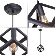 POWERTECH φωτιστικό οροφής HLL-0011, E27, 16x16x16cm, μεταλλικό, μαύρο 3