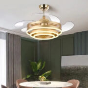 POWERTECH ανεμιστήρας οροφής HLL-0130 με LED φως, 72W, Φ106x50cm, χρυσός 2