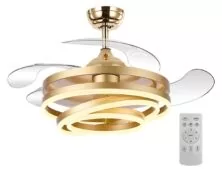 POWERTECH ανεμιστήρας οροφής HLL-0130 με LED φως, 72W, Φ106x50cm, χρυσός
