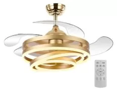 POWERTECH ανεμιστήρας οροφής HLL-0130 με LED φως, 72W, Φ106x50cm, χρυσός