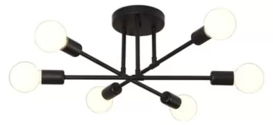 POWERTECH φωτιστικό οροφής HLL-0151, 6x E27, μεταλλικό, μαύρο