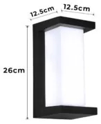 POWERTECH LED φωτιστικό τοίχου HLL-0166, 12W, 4000K, 960lm, IP65, μεταλλικό, μαύρο 3