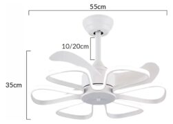 POWERTECH ανεμιστήρας οροφής HLL-0173 με LED φως, 96W, Φ55x35cm, λευκός 4