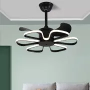 POWERTECH ανεμιστήρας οροφής HLL-0174 με LED φως, 96W, Φ55x35cm, μαύρος 2