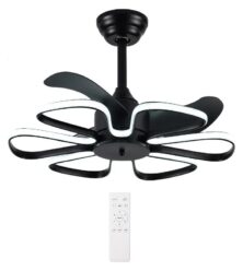POWERTECH ανεμιστήρας οροφής HLL-0174 με LED φως, 96W, Φ55x35cm, μαύρος