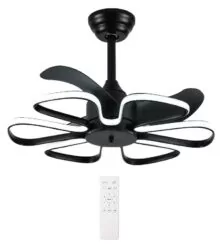 POWERTECH ανεμιστήρας οροφής HLL-0174 με LED φως, 96W, Φ55x35cm, μαύρος