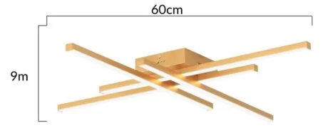 POWERTECH LED φωτιστικό οροφής HLL-0179, 50W, 4500K, 9x60x60cm, χρυσό 4