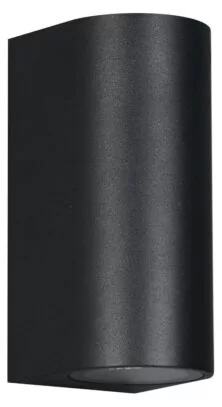 POWERTECH φωτιστικό τοίχου HLL-0188 για 2x GU10 λάμπες, μεταλλικό, IP65, μαύρο