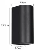 POWERTECH φωτιστικό τοίχου HLL-0188 για 2x GU10 λάμπες, μεταλλικό, IP65, μαύρο 5