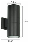 POWERTECH φωτιστικό τοίχου HLL-0190 για 2x GU10 λάμπες, μεταλλικό, IP65, μαύρο 5