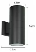 POWERTECH φωτιστικό τοίχου HLL-0190 για 2x GU10 λάμπες, μεταλλικό, IP65, μαύρο 5