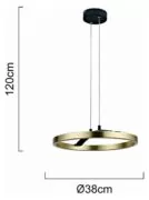 POWERTECH LED φωτιστικό οροφής HLL-0201, 29W, 4000K, Φ38x120cm, χρυσό/μαύρο 4